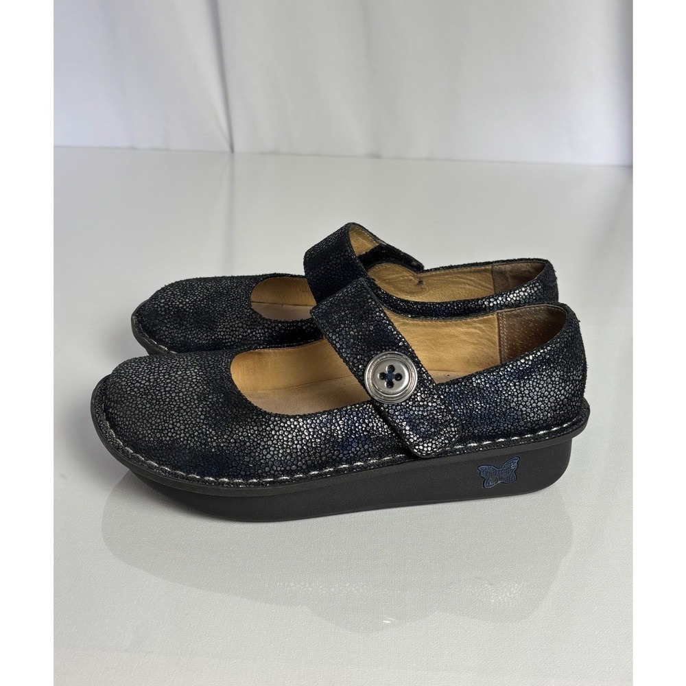 Alegria Paloma Mary Jane Shoes Black Blue Stingray Leather EU 38 US 8-8.5 - Picture 5 of 12